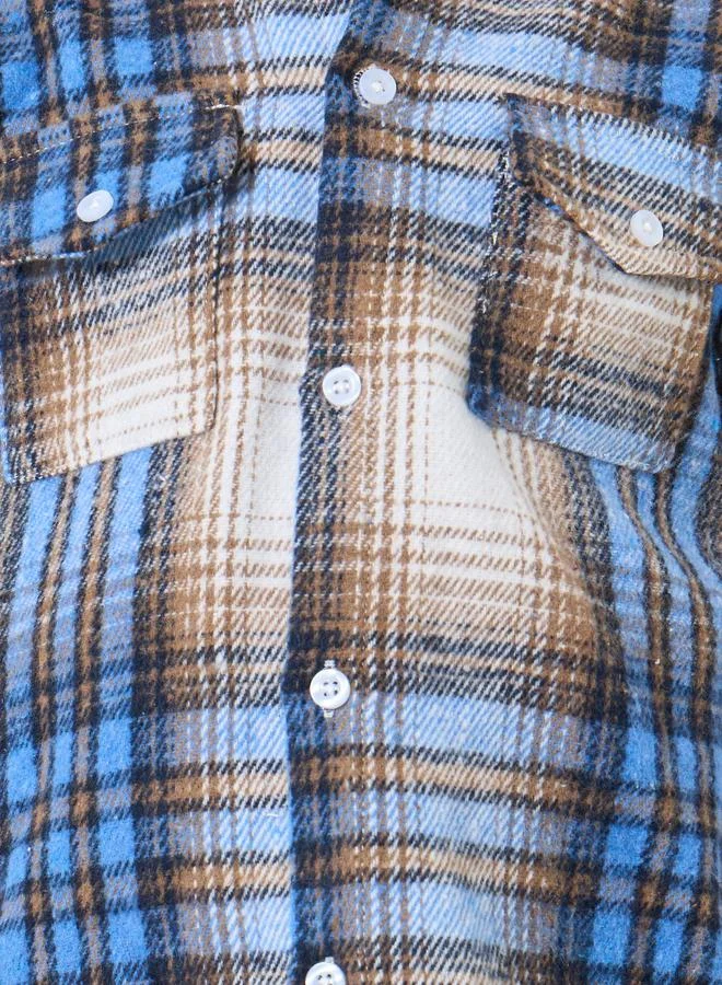 Styli Styli Boys Blue Flannel Checkered Shirt