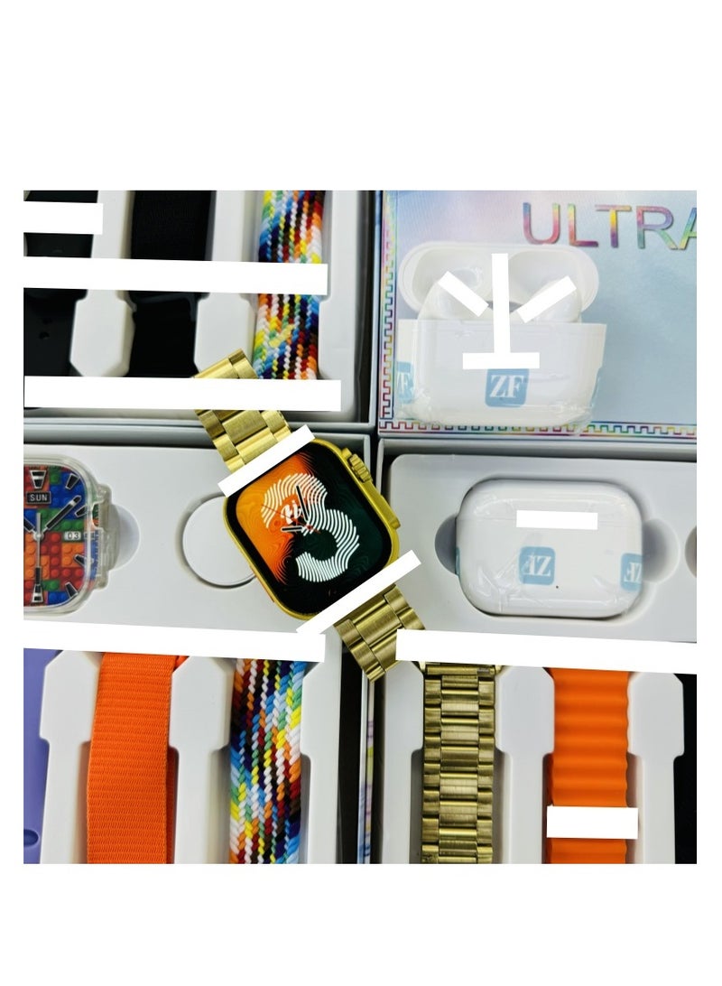 ACE-220 Ultra Smart Watch Ultra 10 In 1 Waterproof 7 Straps + Protective Case + Earphones Men Women 49MM Bluetooth Call Heart Rate Wireless Charging Fitness Bracelet Smartwatch Set  - Image 2