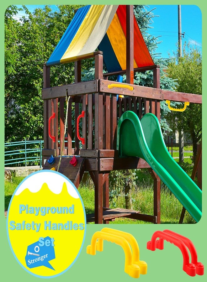 Restroma 4 Pieces Kids Playground Safety Handles Playground Grab Handle Bars Playground Accessories Equipment for Kids Outdoor Playset Backyard Playhouse Tree House Jungle Gym (Yellow,Red) - Image 4
