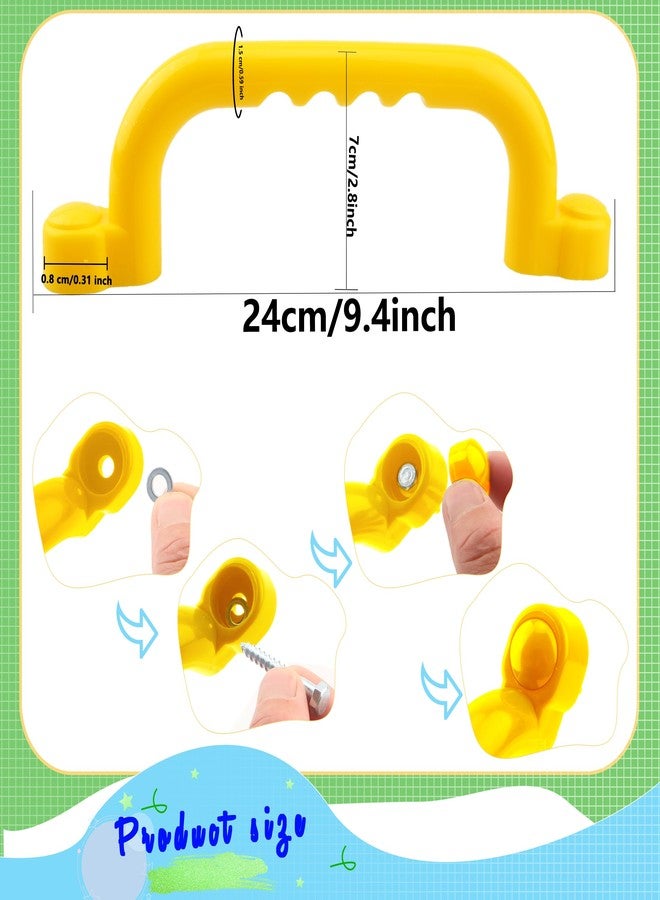 Restroma 4 Pieces Kids Playground Safety Handles Playground Grab Handle Bars Playground Accessories Equipment for Kids Outdoor Playset Backyard Playhouse Tree House Jungle Gym (Yellow,Red) - Image 2