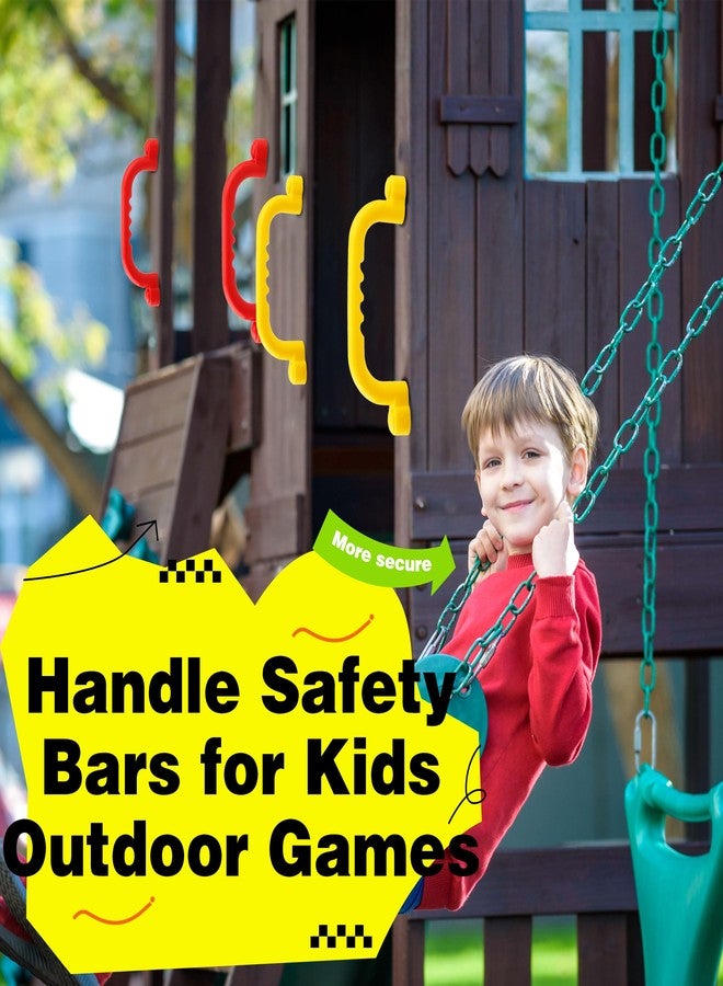 Restroma 4 Pieces Kids Playground Safety Handles Playground Grab Handle Bars Playground Accessories Equipment for Kids Outdoor Playset Backyard Playhouse Tree House Jungle Gym (Yellow,Red) - Image 3