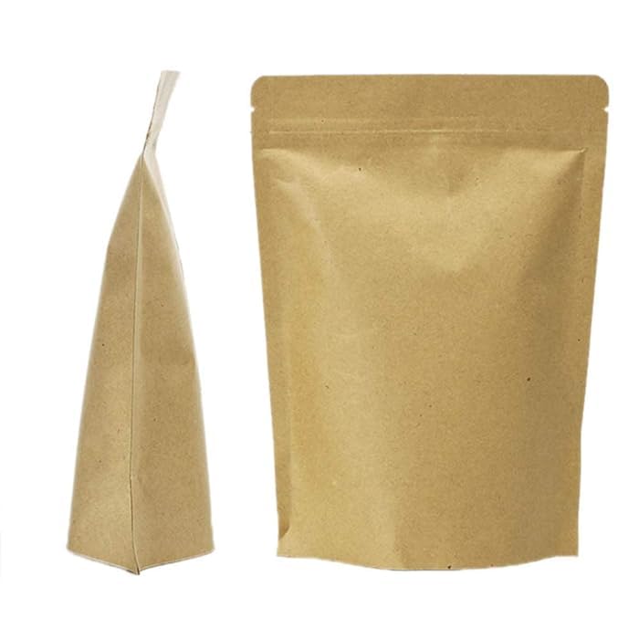 Deera Deera Kraft Paper Standee Pouch Without Window With Aluminium Lining Inside Produce Storage Bag 130Mm X 210Mm Pack Of 50  - Image 2