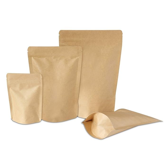 Deera Deera Kraft Paper Standee Pouch Without Window With Aluminium Lining Inside Produce Storage Bag 130Mm X 210Mm Pack Of 50  - Image 3