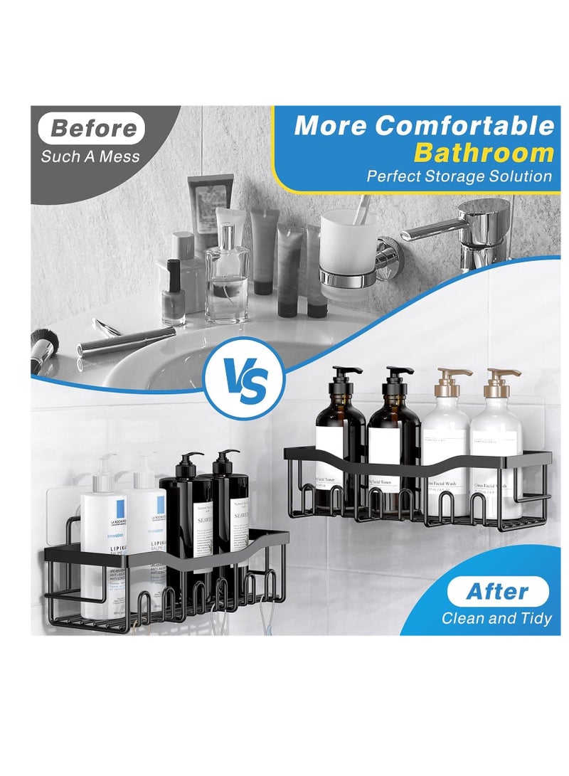 دش كادي 5 حزمة - لاصق منظم الحمام لا الحفر. الفولاذ المقاوم للصدأ، رفوف دش قابلة للفصل ذات القدرة الكبيرة مع 4 خطايات - رف دش لداخل دش أكبر، أسود - Image 4