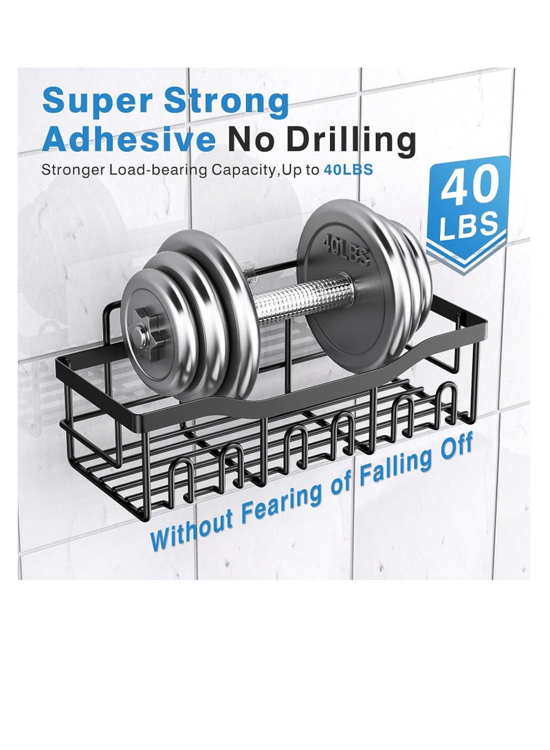 دش كادي 5 حزمة - لاصق منظم الحمام لا الحفر. الفولاذ المقاوم للصدأ، رفوف دش قابلة للفصل ذات القدرة الكبيرة مع 4 خطايات - رف دش لداخل دش أكبر، أسود - Image 5