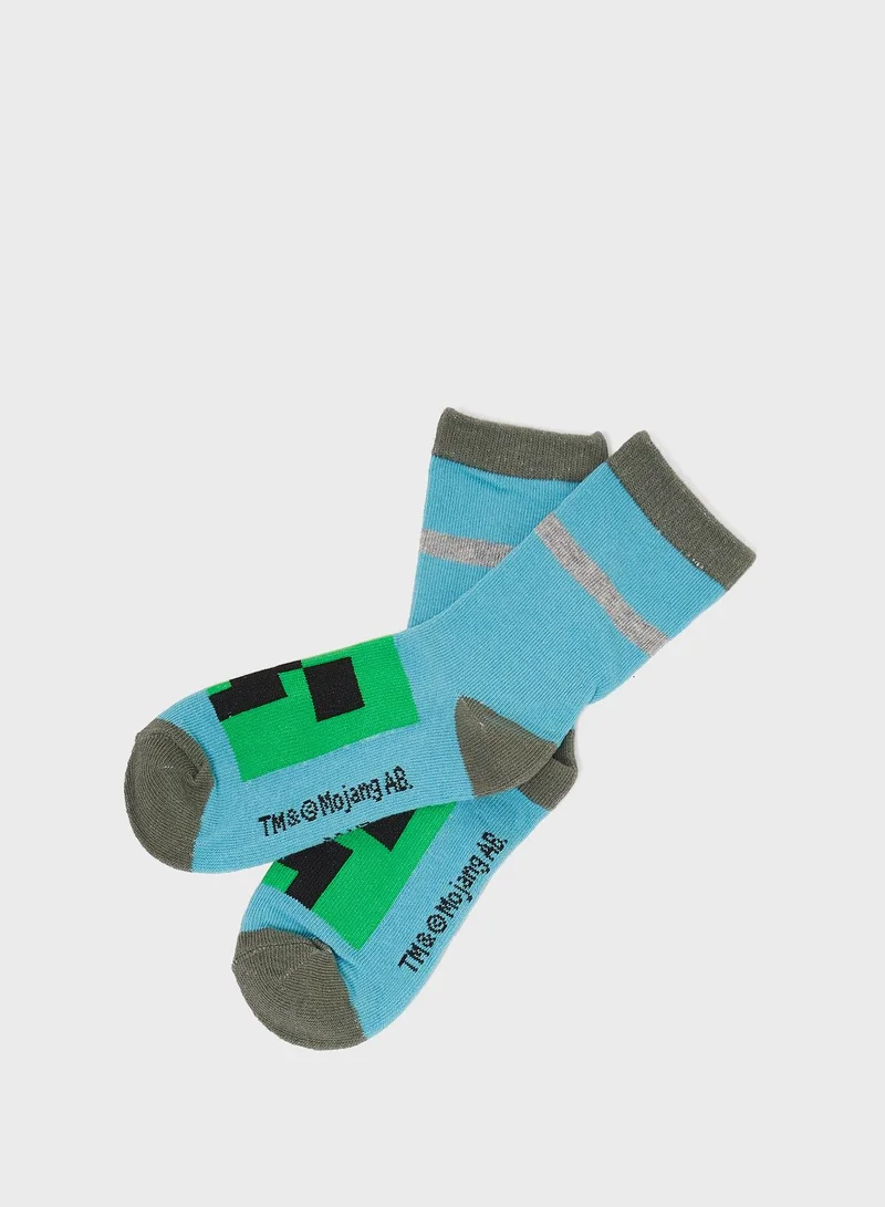MINECRAFT Minecraft Pack Of 6 Printed Sockes