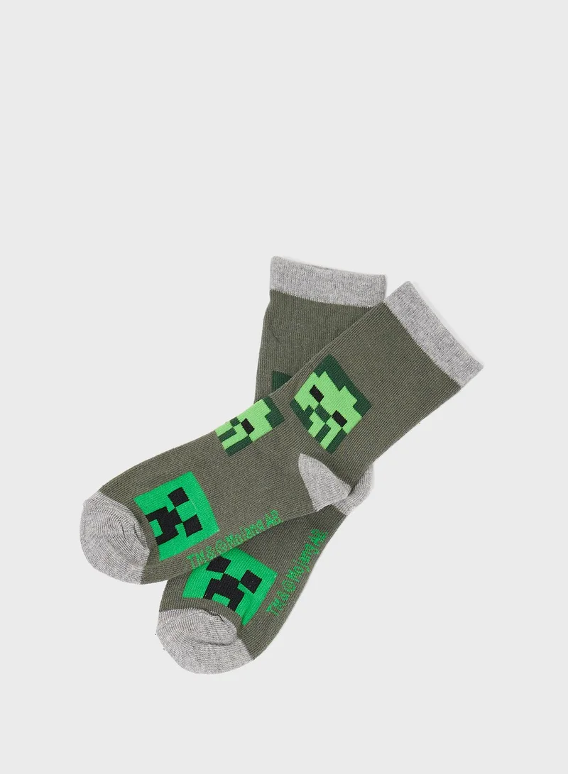 MINECRAFT Minecraft Pack Of 6 Printed Sockes