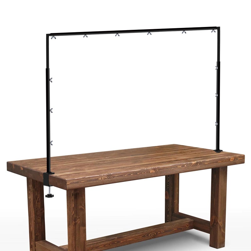 mutualsign Over The Table Rod Stand with Clamps - Adjustable Table Arch Stand, Metal Table Rod for Wedding, Birthday, Halloween, and Christmas Decorations (29"-97" Length, 26"-42" Tall, Black) - Image 1