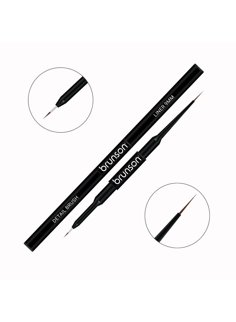 Nail Art Brush | Brunson 2-in-1 Dual Side | Detail & 9mm Liner Brush, Gel Polish & Gel Nail Art Brush, Nail Painting, Nail Detailing, Fine Line, Nail Design, French Nail Art, Acrylic Nail Art, Manicure & Professional Nail Art Tools