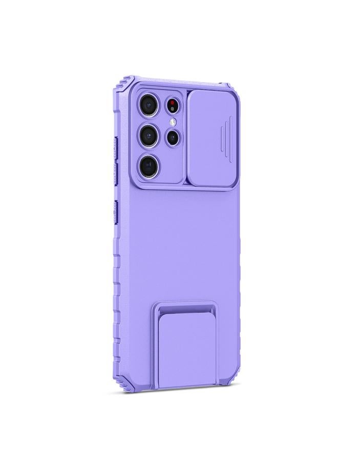 اس-توب جراب لهاتف Samsung Galaxy S21 Ultra 5G مع حامل مجسم وغطاء منزلق للكاميرا - Image 2