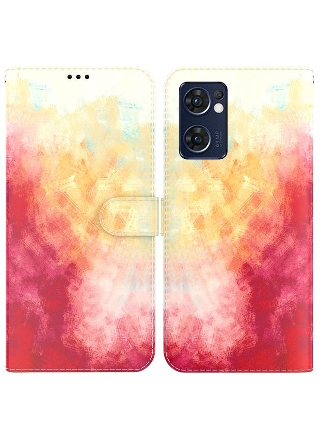 HuHa - Case Cover For OPPO Reno7 5G Foreign Version & Taiwan Version / Find X5 Lite Watercolor Pattern Horizontal Flip Leather Phone Case Spring Cherry - Image 1