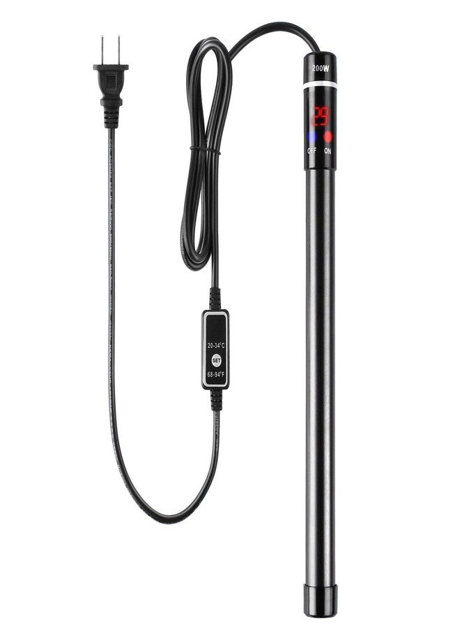 MQ Titanium Alloy 200W Aquarium Heater for Salt and Fresh Water, Digital LED Display Submersible Heater with External Thermostat Controller, for Fish Tank 25-40Gallon - Image 1
