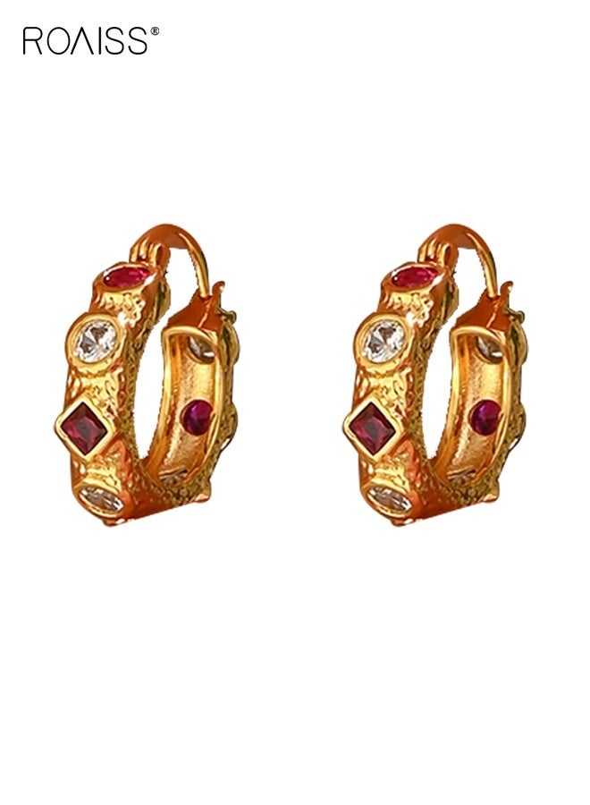 رويس أقراط نسائية بتصميم هندسي ملكي مرصعة بالألماس بتصميم فاخر وخفيف الوزن، إكسسوارات أذن متعددة الاستخدامات - Image 5