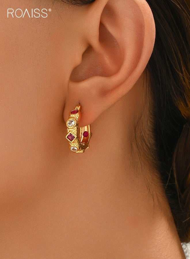 رويس أقراط نسائية بتصميم هندسي ملكي مرصعة بالألماس بتصميم فاخر وخفيف الوزن، إكسسوارات أذن متعددة الاستخدامات - Image 4