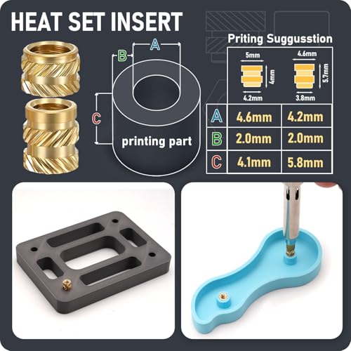 QeeaHuuo 630Pcs M3 Threaded Insert Assortment Kit – Heat Set Inserts, Hex Nuts, Washers, Socket Head Cap Screws – M3 Fasteners for 3D Printing, Compatible with PLA/ABS, Organized in Plastic Box - Image 3