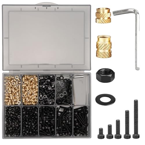 QeeaHuuo 630Pcs M3 Threaded Insert Assortment Kit – Heat Set Inserts, Hex Nuts, Washers, Socket Head Cap Screws – M3 Fasteners for 3D Printing, Compatible with PLA/ABS, Organized in Plastic Box - Image 1