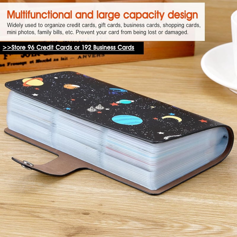 Romozi RFID Credit Card Holder, Leather Business Card Organizer with 96 Card Slots, Credit Card Case for Managing Your Different Cards and Important Documents to Prevent Loss or Damage (Starry Sky) - Image 4
