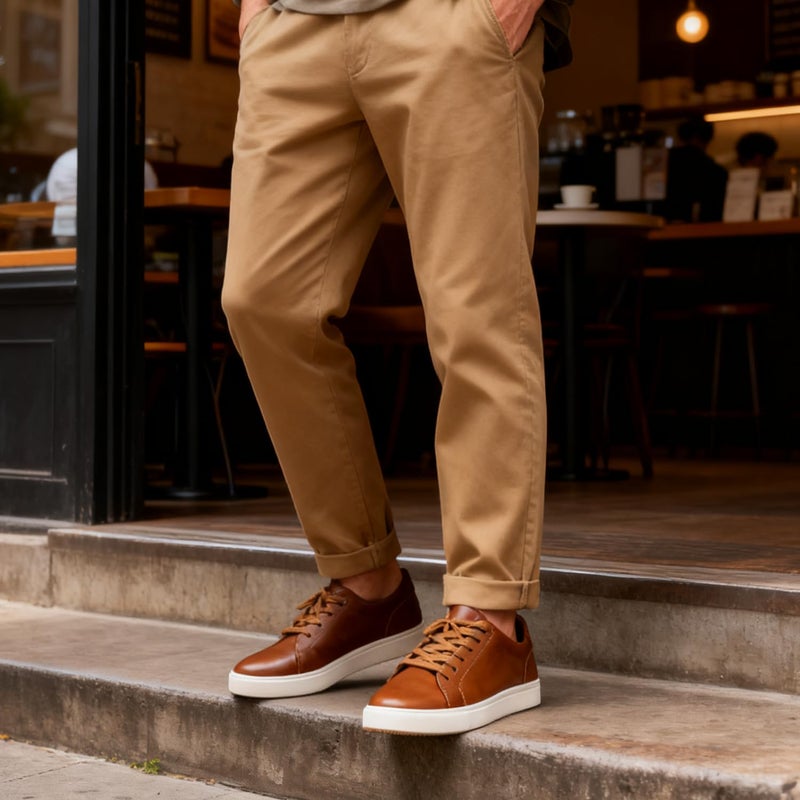 Jousen Men's Fashion Sneakers Casual Shoes for Men Dress Sneaker Classic Stylish(AMY5126A tan 10.5) - Image 3