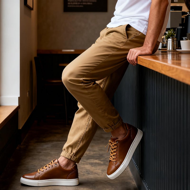 Jousen Men's Fashion Sneakers Casual Shoes for Men Dress Sneaker Classic Stylish(AMY5126A tan 10.5) - Image 2