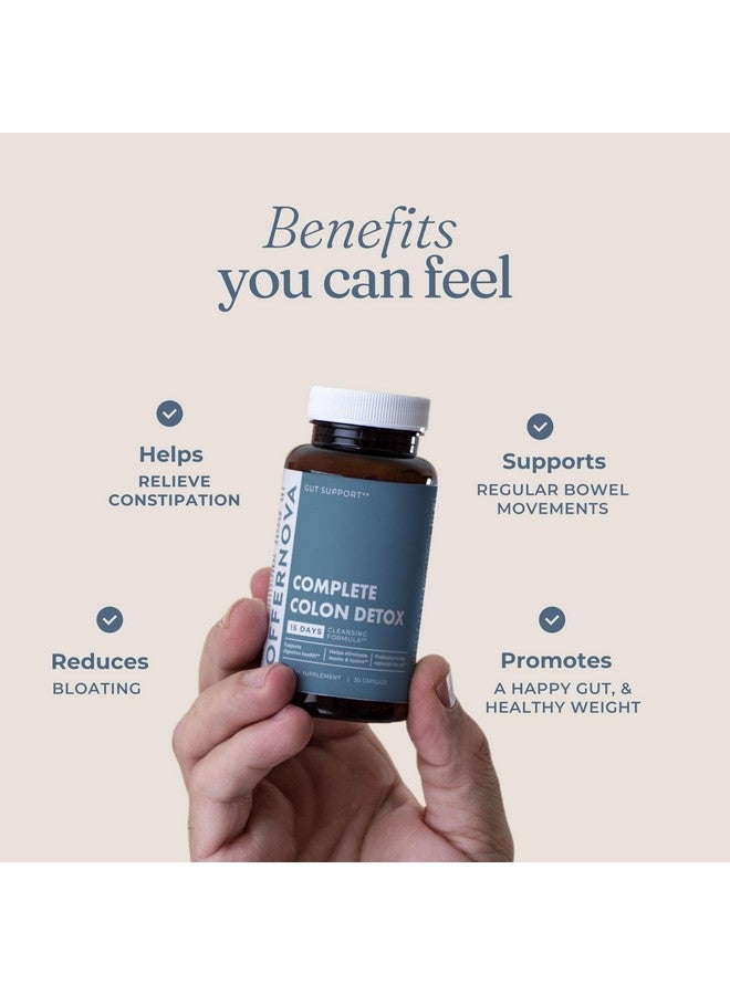 Offernova Complete Colon Detox 15 Days 30 Capsules, All Natural Colon Cleanser for Bloating and Constipation Relief for Women & Men, Advanced Gut Cleanse Detox - Image 3