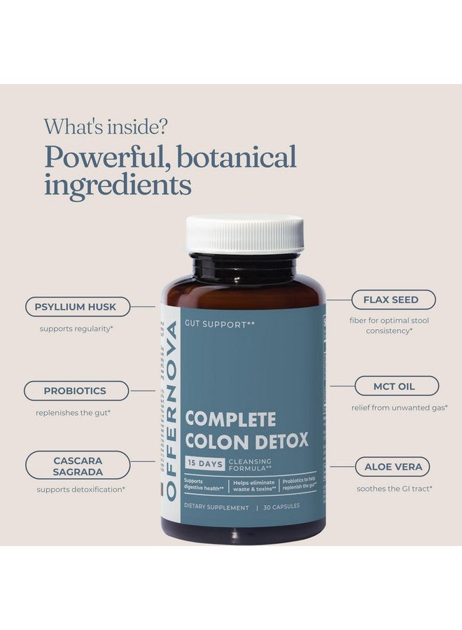 Offernova Complete Colon Detox 15 Days 30 Capsules, All Natural Colon Cleanser for Bloating and Constipation Relief for Women & Men, Advanced Gut Cleanse Detox - Image 5