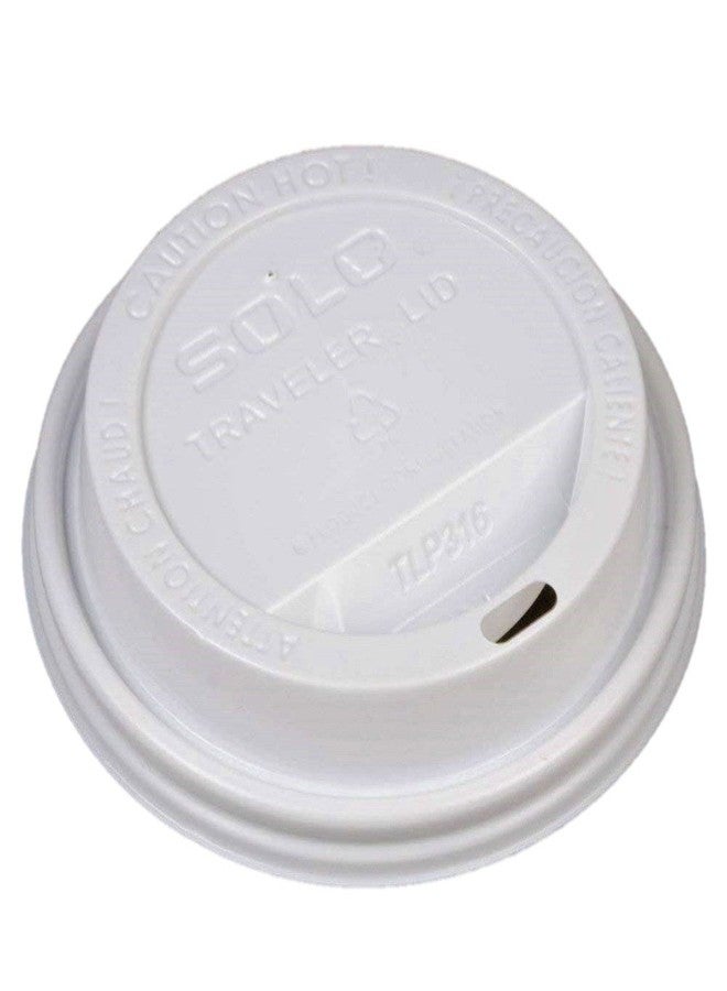 Solo White Traveler Drink-Thru Lid. Fits 10, 12, 16, 20 and 24 Ounce Solo Brand Hot Beverage Cups. 400 Pack - Image 1