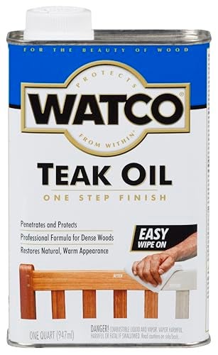 Watco Teak Oil Wood Finish, Quart, Clear - Image 1