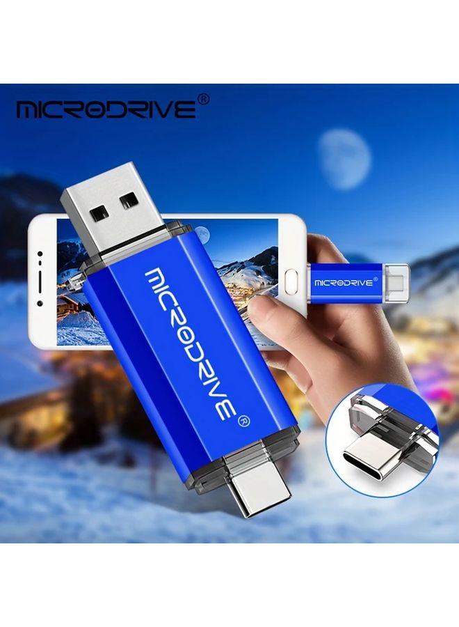 Blue 32GB USB Type C Flash Drive High Speed OTG Pen Drive - Image 2