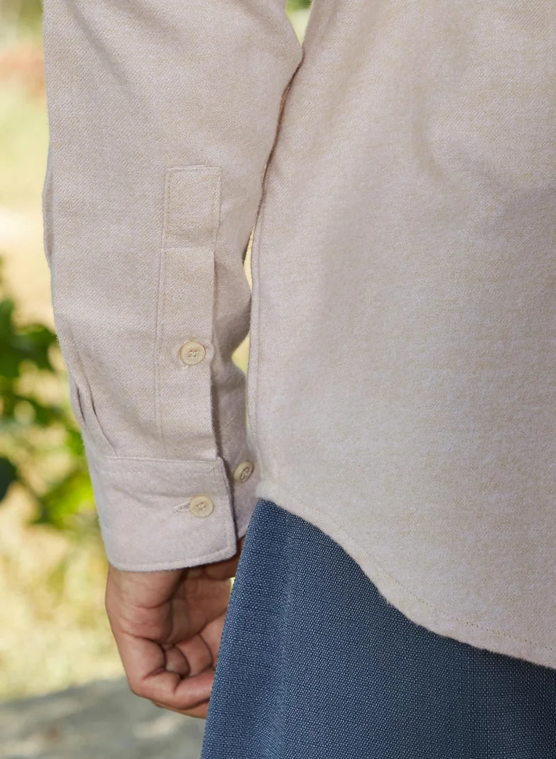 Campus Sutra Men's Saltbox Beige Modular Solid Shirt