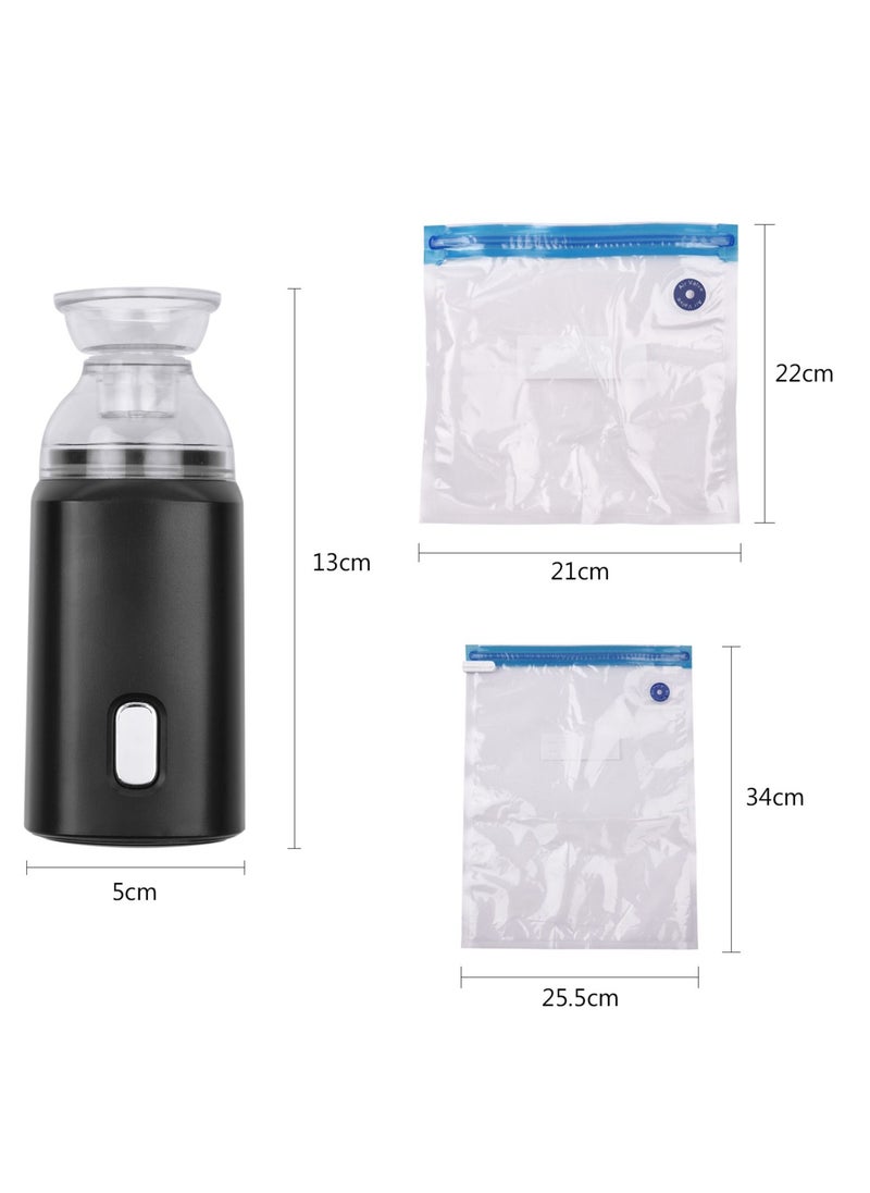 Premium Vacuum Storage Bag with Electric Pump, with USB Cable 5-Pack(1 Large, 4 Small) Reusable Space Saving Bag for Clothes, Blankets, Pillows, Storage Space Saving, Black