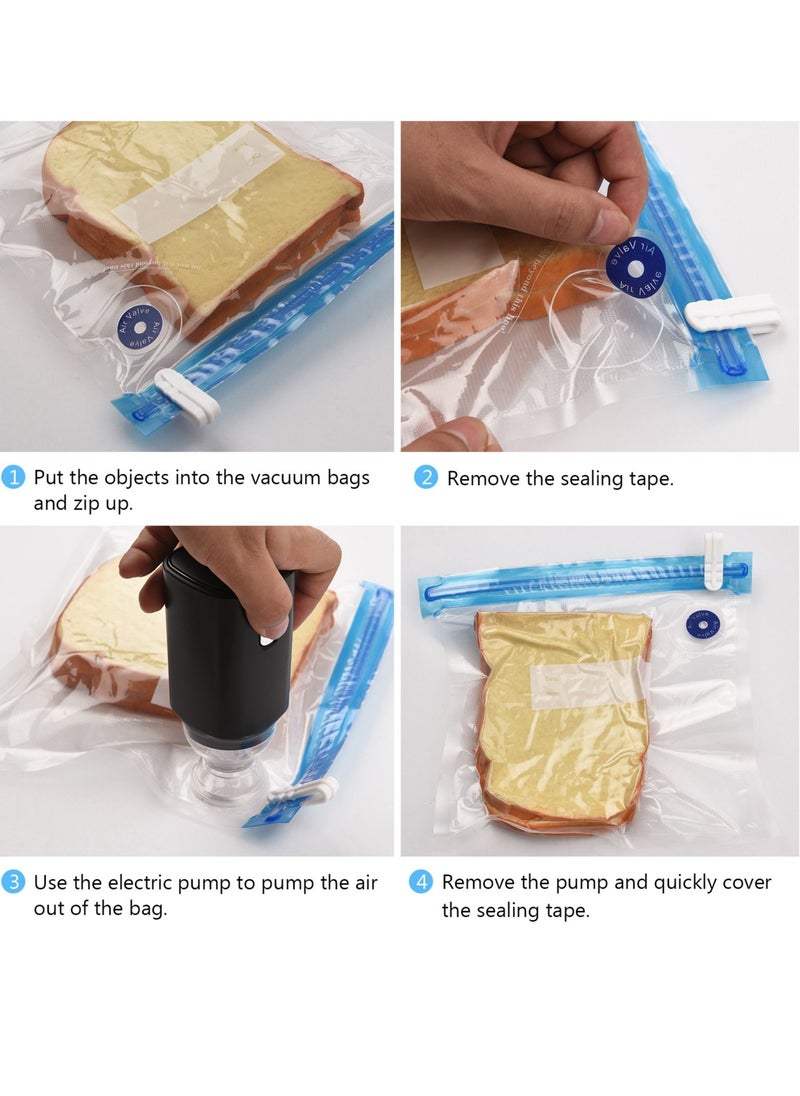 Premium Vacuum Storage Bag with Electric Pump, with USB Cable 5-Pack(1 Large, 4 Small) Reusable Space Saving Bag for Clothes, Blankets, Pillows, Storage Space Saving, Black