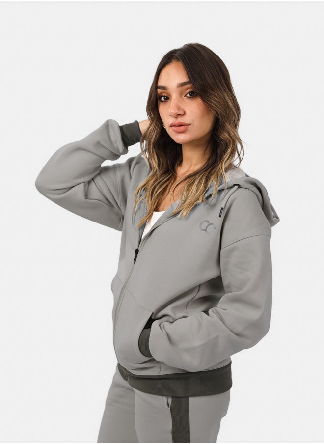 SHECHICK Shechick Two-Tones Grey Zipper Hoodie  - Image 2