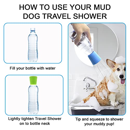 Bongpuda Silicone Dogs Shower Sprayer Head Attachment - Pet Shower Cap Sprinkler | Portable Outdoor Shower Heads for Camping, Hiking, Beach - Fits Most Plastic Mineral Water Bottle, 1 Pack Green - Image 3