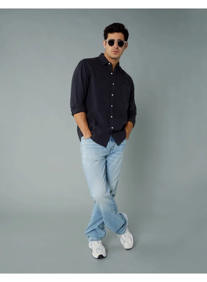 American Eagle AE Long-Sleeve Linen-Blend Button-Up Shirt