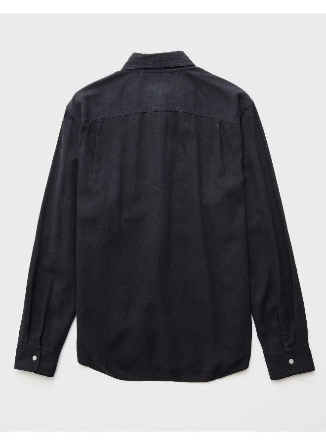 American Eagle AE Long-Sleeve Linen-Blend Button-Up Shirt