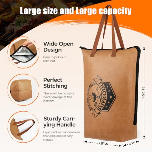 Sufkodu 21in Insulated BBQ Blanket for Resting Meat HeavyDuty Meat Resting Bag with Wide Mouth for Briskets Pork Turkey Moisture Retention Smoker Accessories BBQ Gifts for Men - Image 3