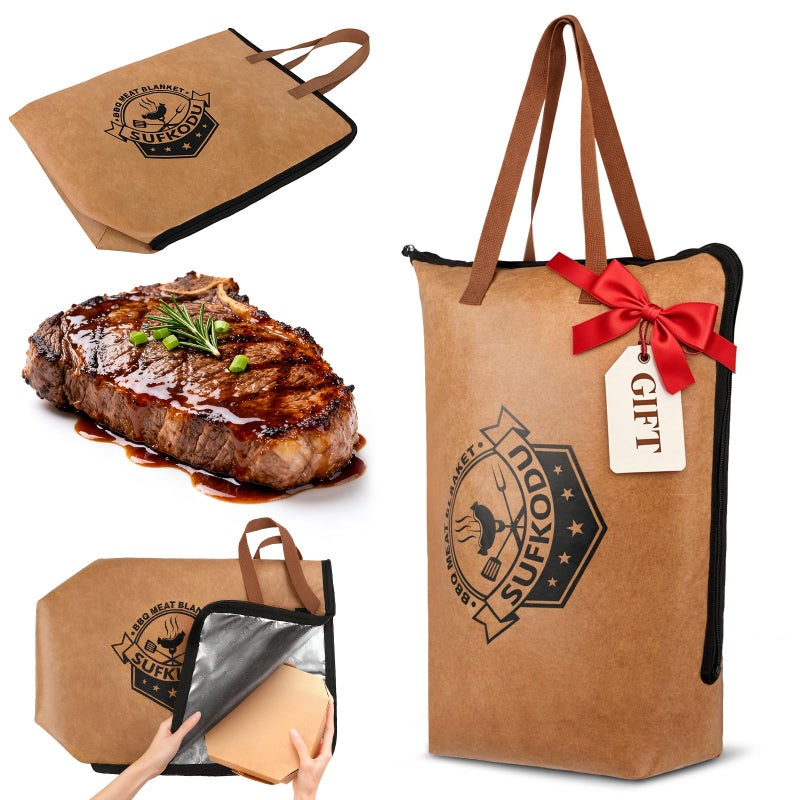 Sufkodu 21in Insulated BBQ Blanket for Resting Meat HeavyDuty Meat Resting Bag with Wide Mouth for Briskets Pork Turkey Moisture Retention Smoker Accessories BBQ Gifts for Men - Image 2