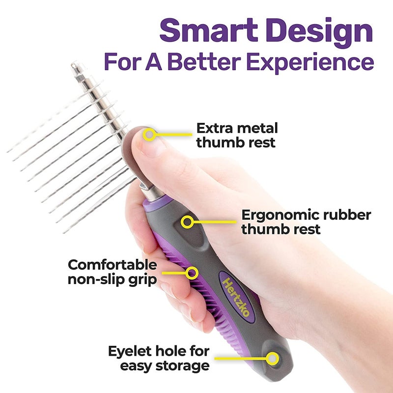 Hertzko Grooming Dematting Comb for Pets - Removes Mats and Tangles - Ideal Dematting Comb for Dogs and Cats - Grooming Tool for All Fur Types - Easy to Use and Clean - Stainless Steel - Image 5
