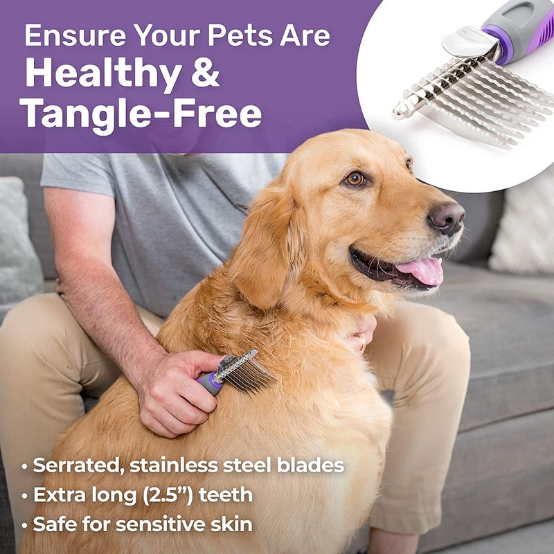 Hertzko Grooming Dematting Comb for Pets - Removes Mats and Tangles - Ideal Dematting Comb for Dogs and Cats - Grooming Tool for All Fur Types - Easy to Use and Clean - Stainless Steel - Image 2