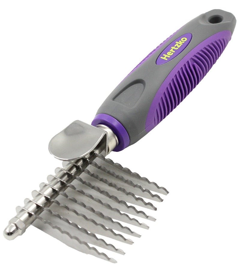 Hertzko Grooming Dematting Comb for Pets - Removes Mats and Tangles - Ideal Dematting Comb for Dogs and Cats - Grooming Tool for All Fur Types - Easy to Use and Clean - Stainless Steel - Image 1