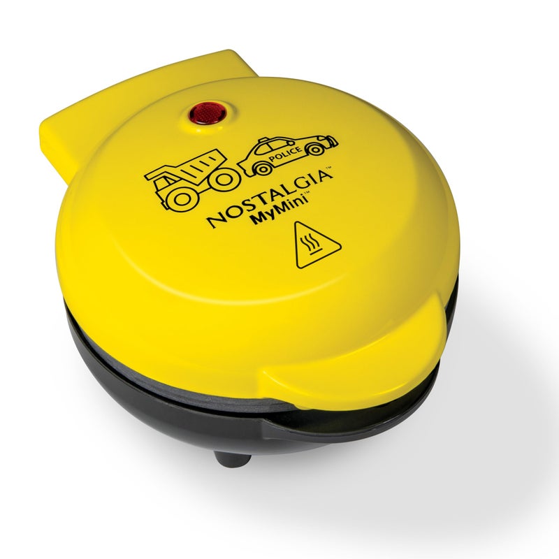 Nostalgia MyMini Cars and Trucks Shape Electric Waffle Maker, 5-Inch Non-Stick Griddle for Waffles, Hash Browns, Eggs, and More, Yellow - Image 1