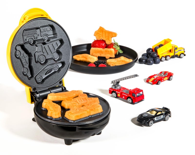 Nostalgia MyMini Cars and Trucks Shape Electric Waffle Maker, 5-Inch Non-Stick Griddle for Waffles, Hash Browns, Eggs, and More, Yellow - Image 2