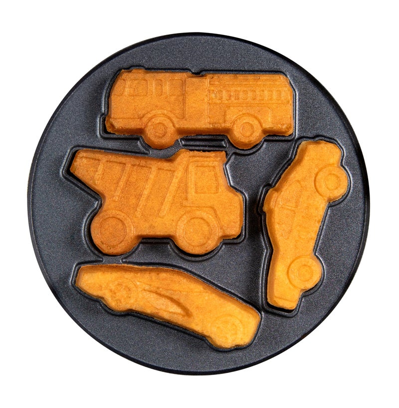Nostalgia MyMini Cars and Trucks Shape Electric Waffle Maker, 5-Inch Non-Stick Griddle for Waffles, Hash Browns, Eggs, and More, Yellow - Image 4