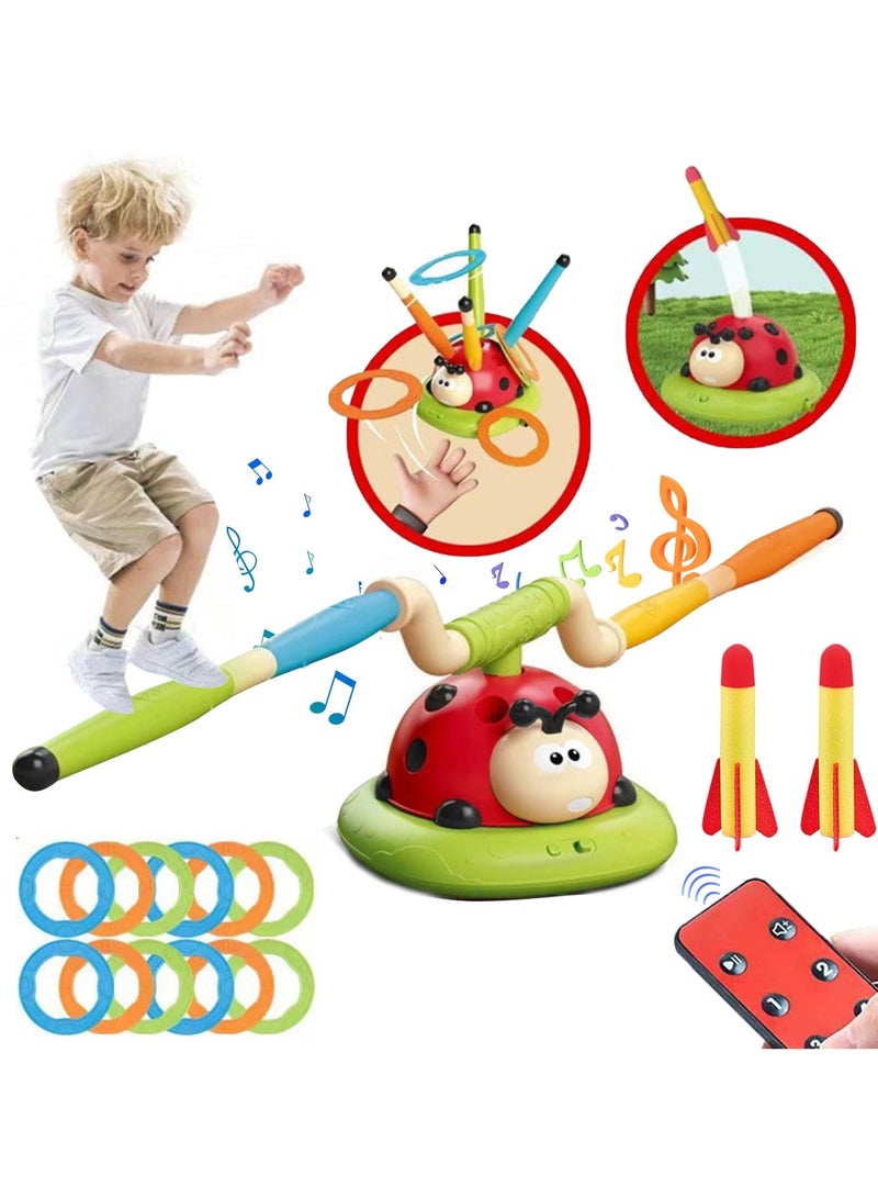 unikbebe 3-in-1 Musical Jump, Ring Toss Game & Stomp Rocket Launcher, Fun Sports Toy for Kids Boys & Girls 3-5, Remote Control Outdoor Toy, Indoor & Outdoor Play for Ages 4-8  - Image 1