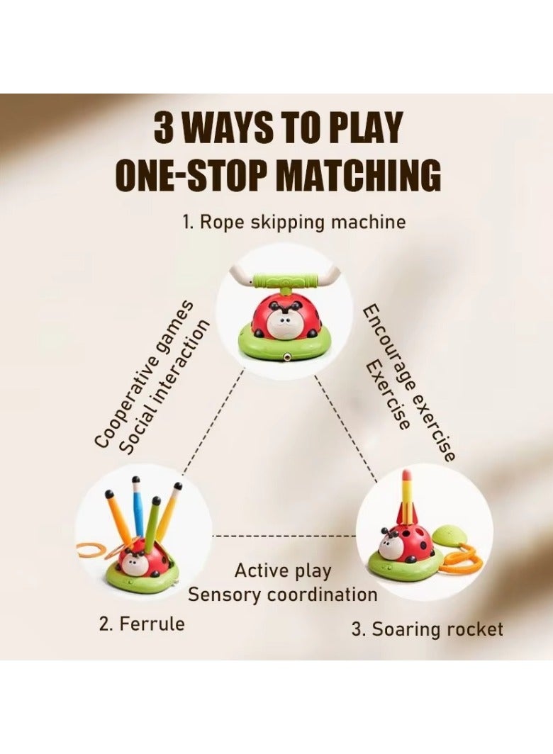 unikbebe 3-in-1 Musical Jump, Ring Toss Game & Stomp Rocket Launcher, Fun Sports Toy for Kids Boys & Girls 3-5, Remote Control Outdoor Toy, Indoor & Outdoor Play for Ages 4-8  - Image 2
