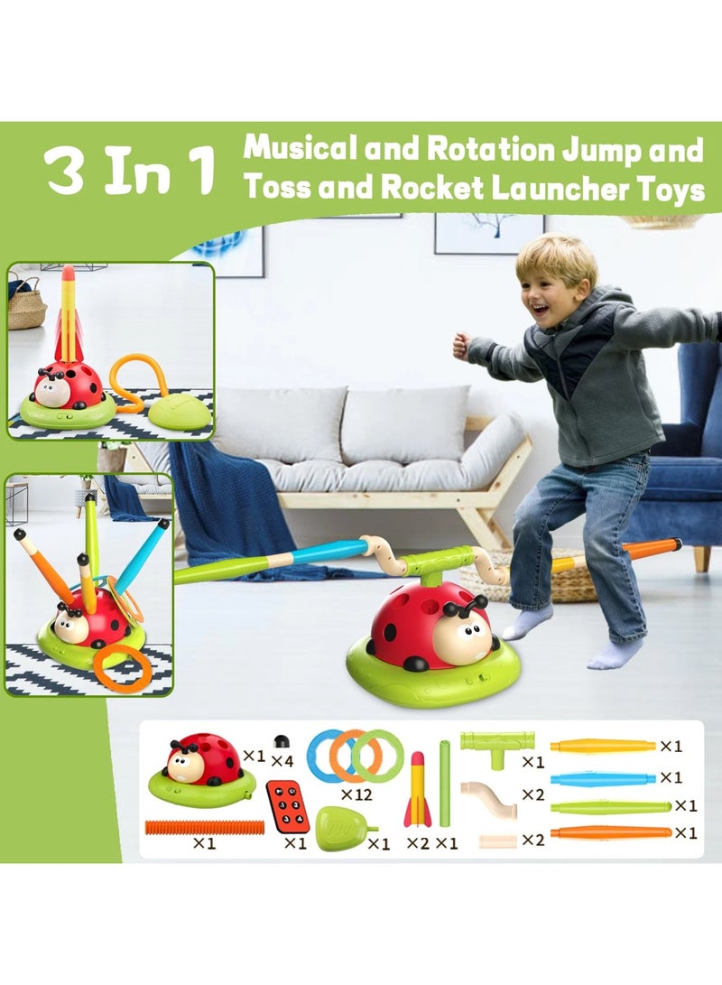 unikbebe 3-in-1 Musical Jump, Ring Toss Game & Stomp Rocket Launcher, Fun Sports Toy for Kids Boys & Girls 3-5, Remote Control Outdoor Toy, Indoor & Outdoor Play for Ages 4-8  - Image 3