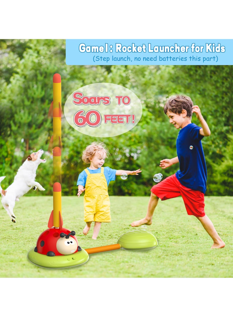 unikbebe 3-in-1 Musical Jump, Ring Toss Game & Stomp Rocket Launcher, Fun Sports Toy for Kids Boys & Girls 3-5, Remote Control Outdoor Toy, Indoor & Outdoor Play for Ages 4-8  - Image 4