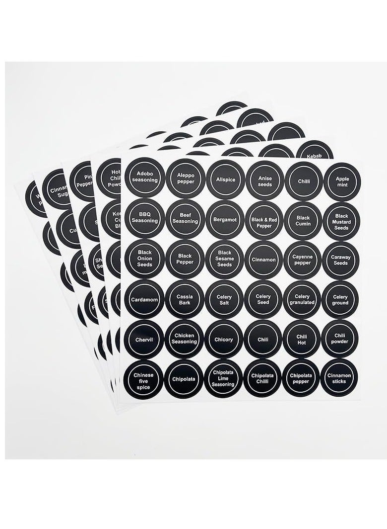 432PCS Spice Labels Stickers, 1.4in Black Spice Labels for Kitchen, Waterproof Adhesive Round Preprinted Spice and Blank Labels for Jars, Caps, Food Containers, Spice Organizers (12 Sheets) - Image 3