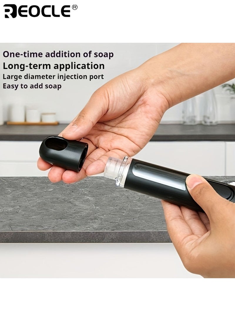 ريوكل فرشاة أواني مع موزع صابون فرشاة تنظيف غير كهربائية للمقالي والأوعية والموقد والحوض أداة تنظيف صوف فولاذي سهلة التنظيف للأسطح غير اللاصقة - Image 3