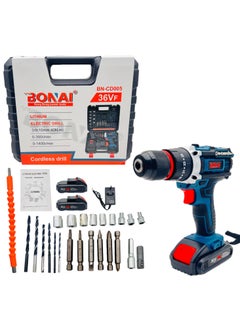 BONAI BONAI 36VF Cordless Electric Drill, 40N.m Torque, 3/8" (10mm) Chuck, 2-Speed 0-350/1400 RPM, Lithium-Ion Battery Powered, Compact Power Drill Set CD005  - Image 1